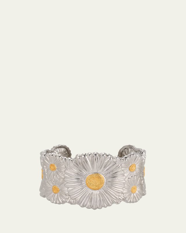 Silver and 18k Yellow Gold Daisy Blossoms Bracelet